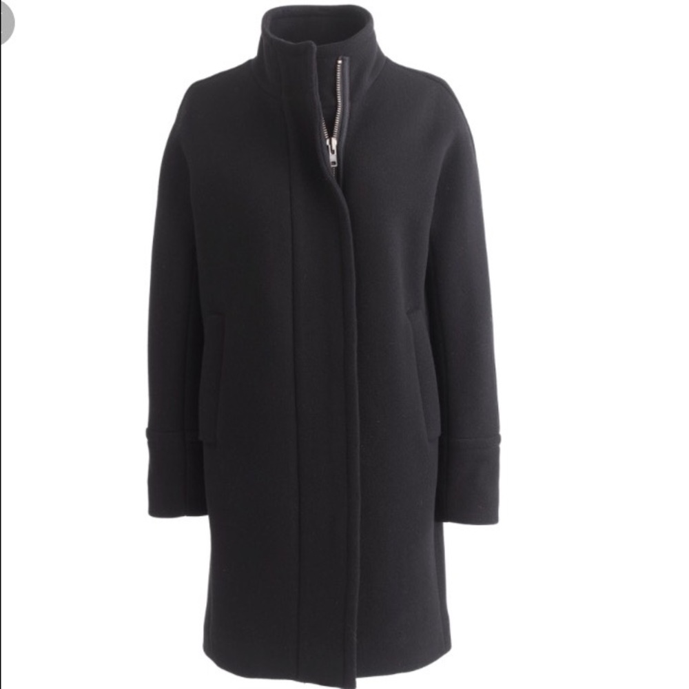 J Crew stadium cloth cocoon coat - black 2p